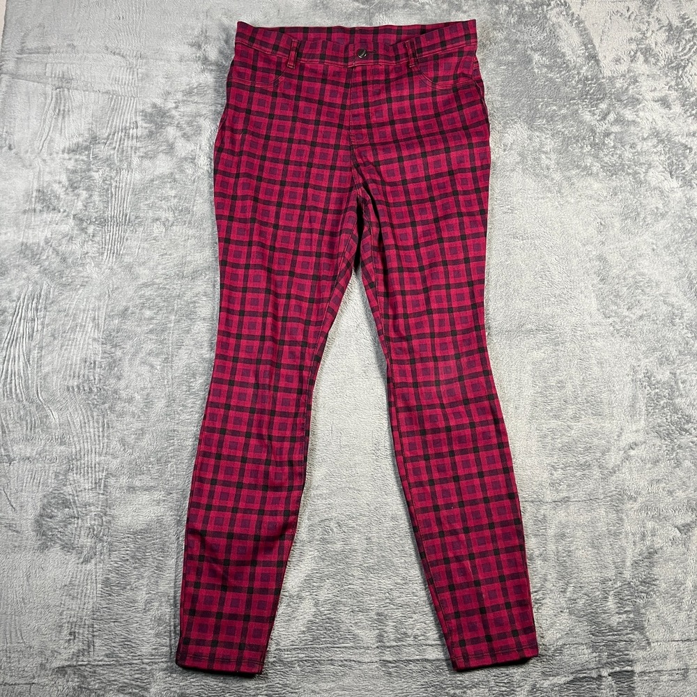 Time And Tru High Rise Jeggings Jeans Womens L 12-14 Multicolor Checked Stretch